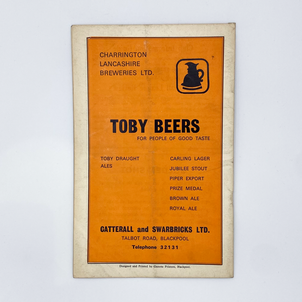 Blackpool vs Millwall Programme (26 August 1967)