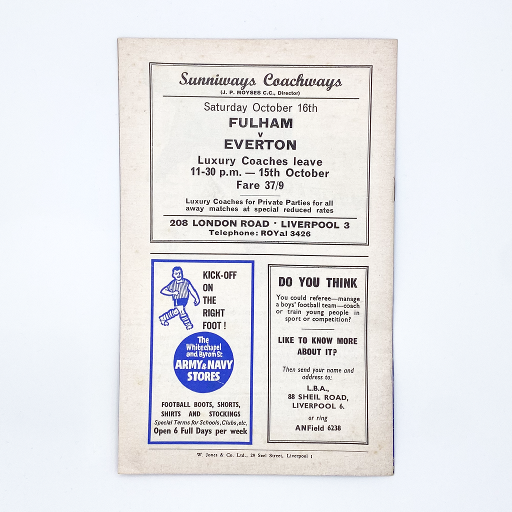 Everton vs Tottenham Hotspur Programme (9 October 1965)