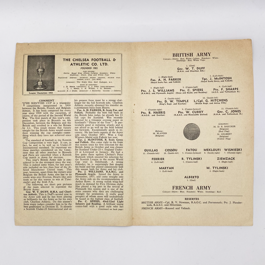 British Army vs French Army Programme (Wednesday 19 February 1958)