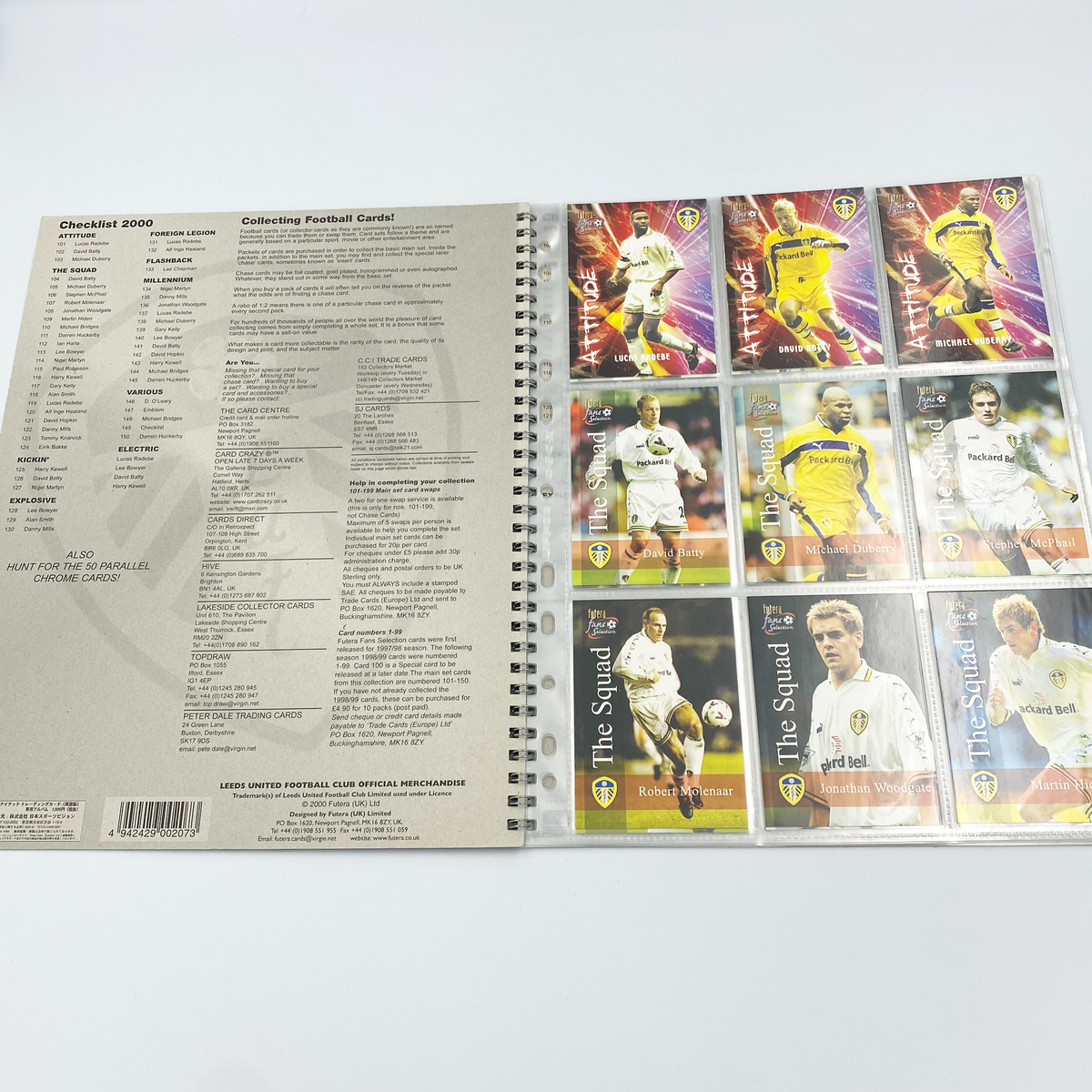 Leeds United 2000 Futera Fans' Selection Collector Card Album | Complete Set (Ring Binder, Missing Special Editions)