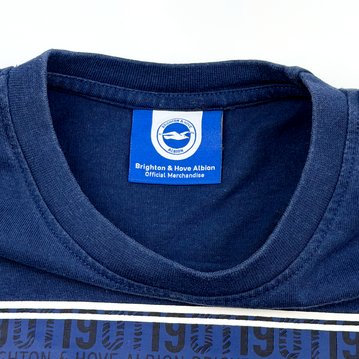 Brighton & Hove Albion Navy T-Shirt with BHAFC Graphic Print | 11-12 Years