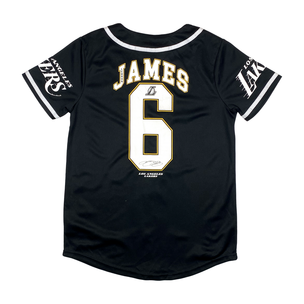 Los Angeles Lakers Black Button-Up Baseball Jersey | 11-12 Years