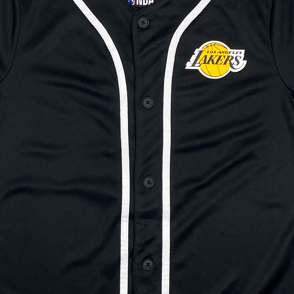 Los Angeles Lakers Black Button-Up Baseball Jersey | 11-12 Years