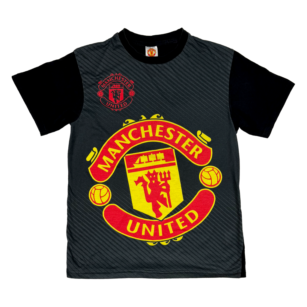 Manchester United Black Large Crest T-Shirt | 12-13 Years