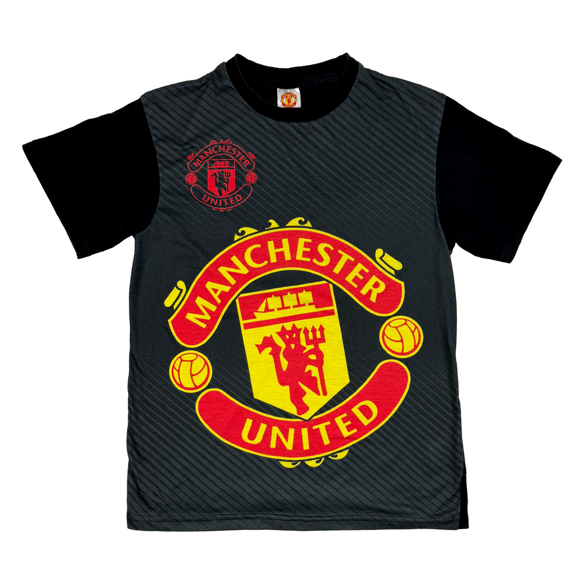 Manchester United Black Large Crest T-Shirt | 12-13 Years