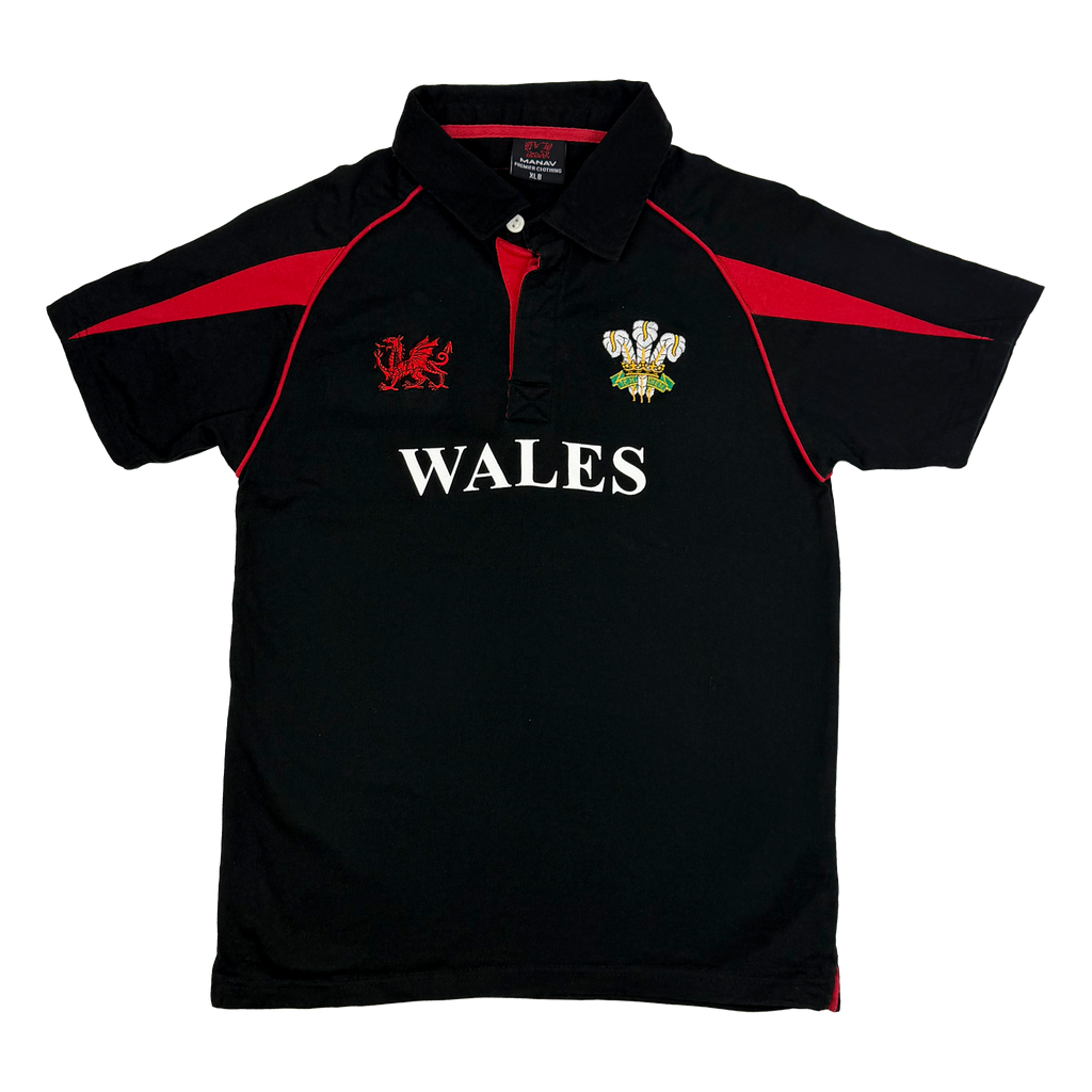 Wales Rugby Union Black Polo Shirt | 14-15 Years