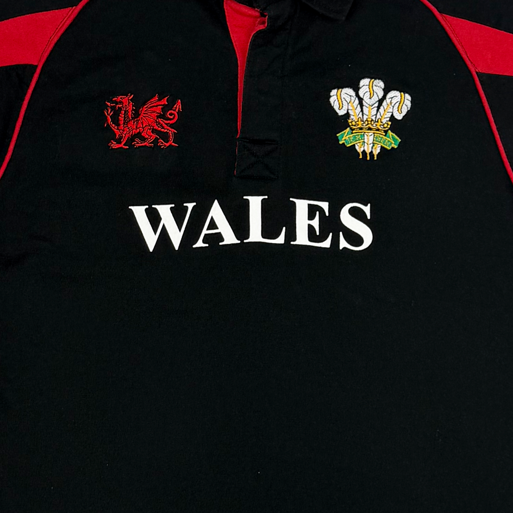 Wales Rugby Union Black Polo Shirt | 14-15 Years