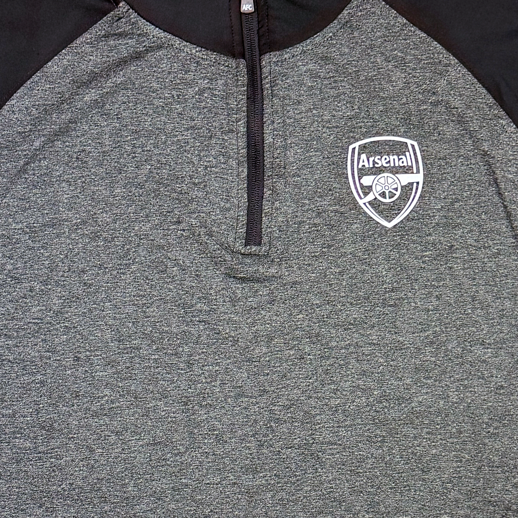 Arsenal Grey and Black Quarter-Zip Drill Top | 10-11 Years