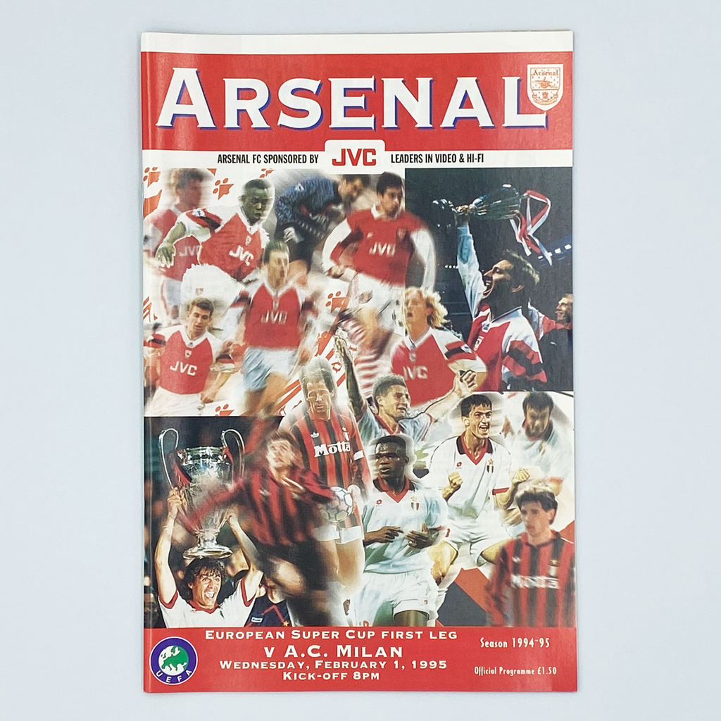 Arsenal vs AC Milan European Super Cup 1st Leg Programme (1 February 1995)