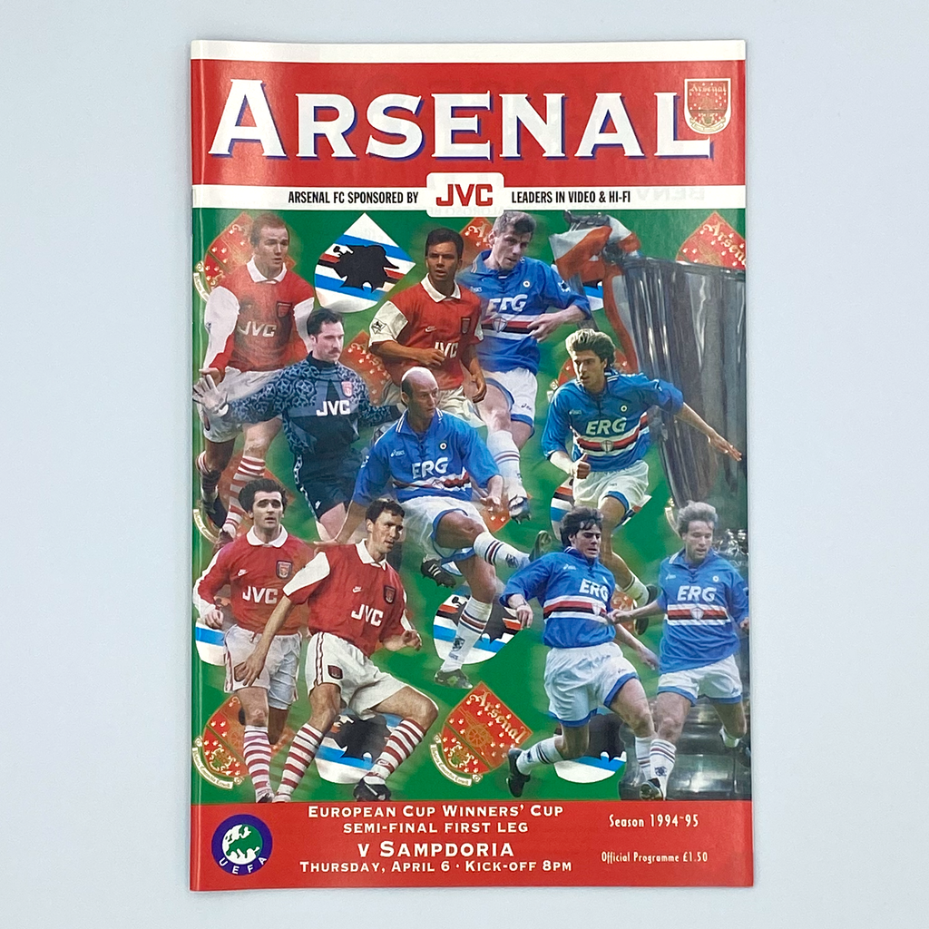 Arsenal vs Sampdoria UEFA Cup Winners' Cup Semi-Final 1st Leg Programme (6 April 1995)