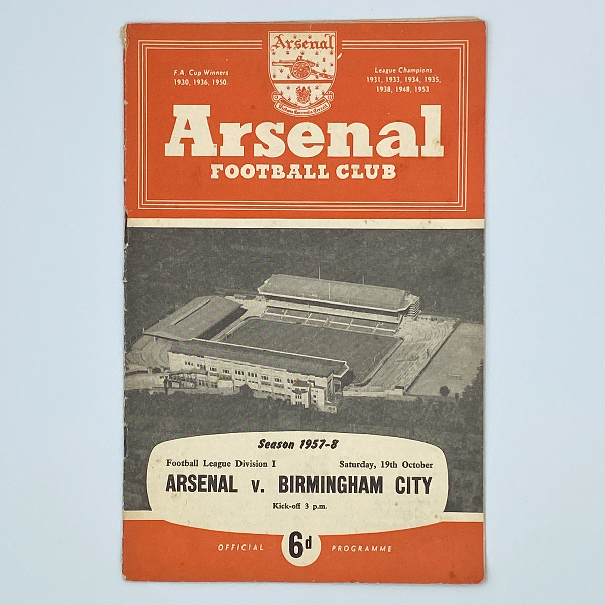 Arsenal vs Birmingham City Programme (19 October 1957)