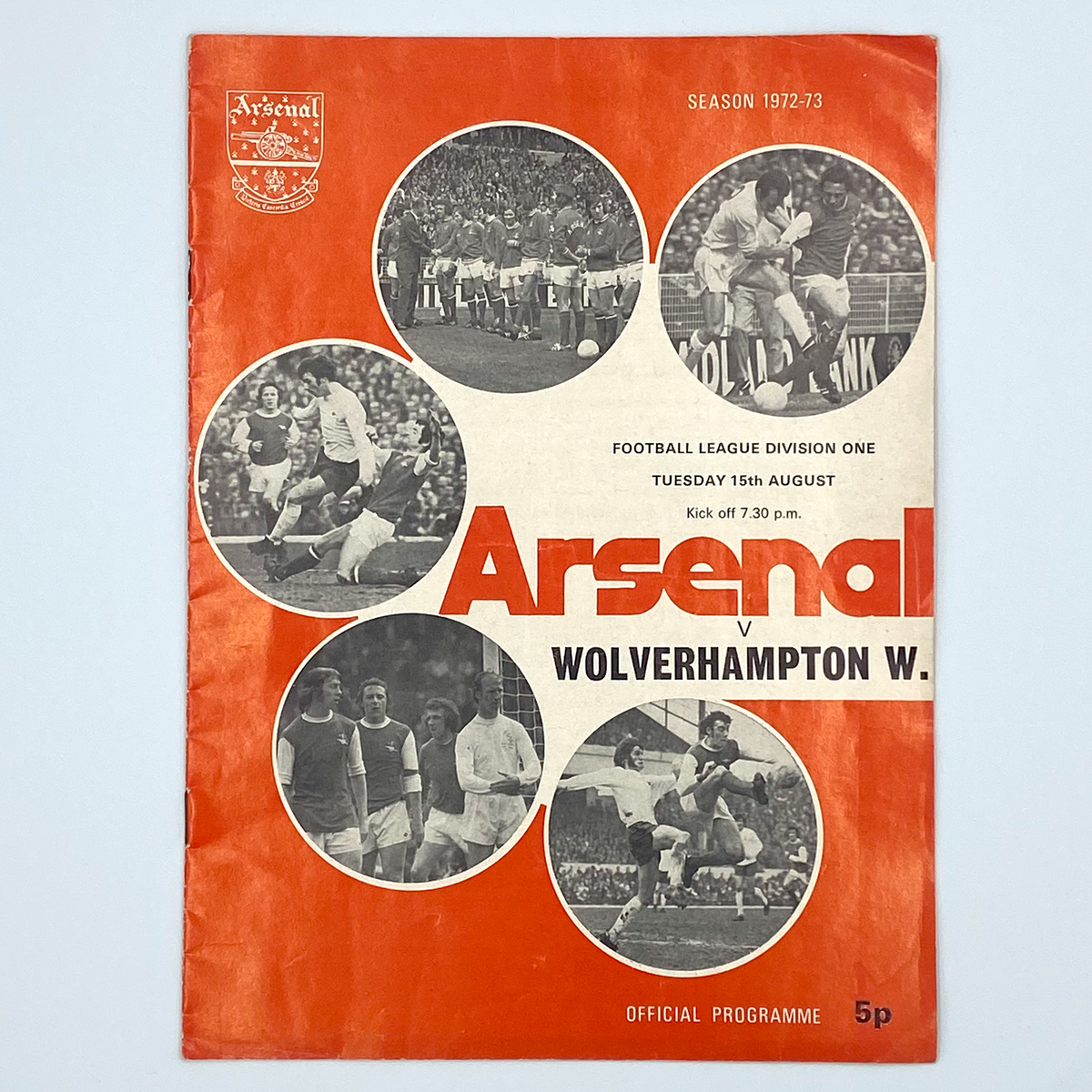 Arsenal vs Wolverhampton Wanderers Programme (15 August 1972)