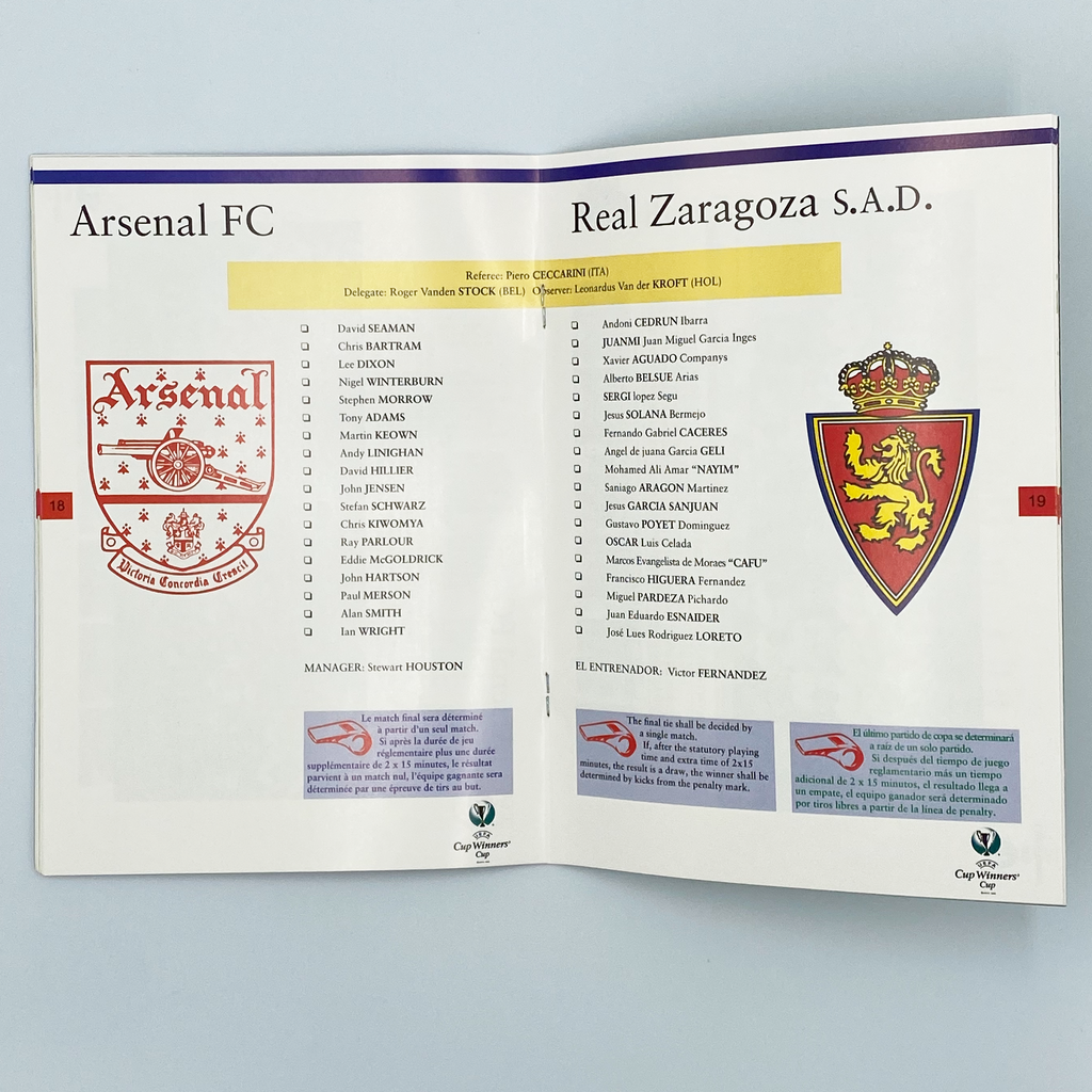 1995 UEFA Cup Winners' Cup Final Programme (10 May 1995)