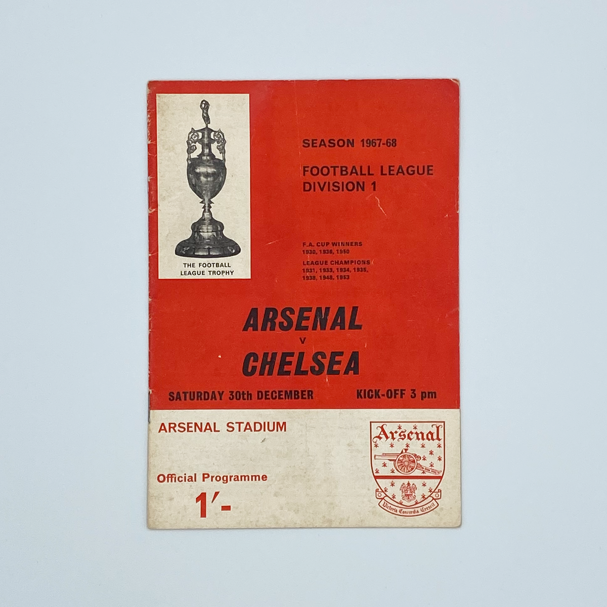 Arsenal vs Chelsea Programme (30 December 1967)