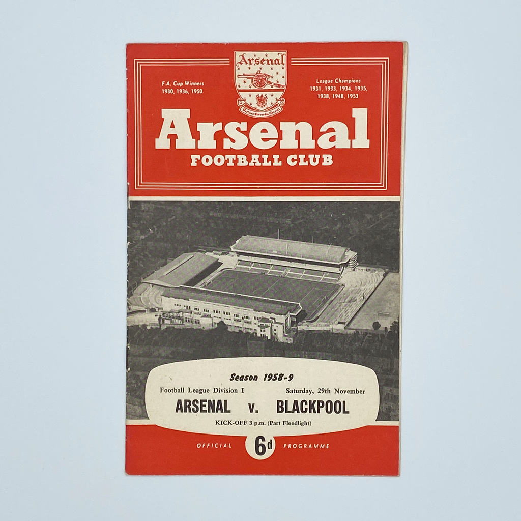 Arsenal vs Blackpool Programme (29 November 1958)