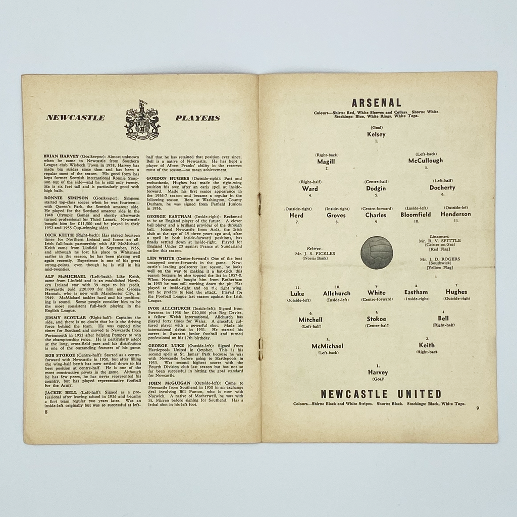 Arsenal vs Newcastle United Programme (27 February 1960)
