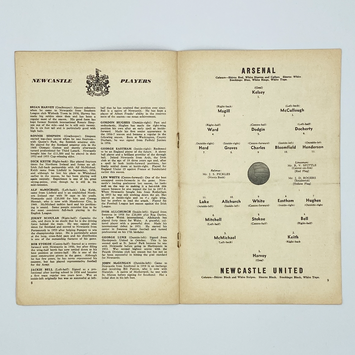Arsenal vs Newcastle United Programme (27 February 1960)