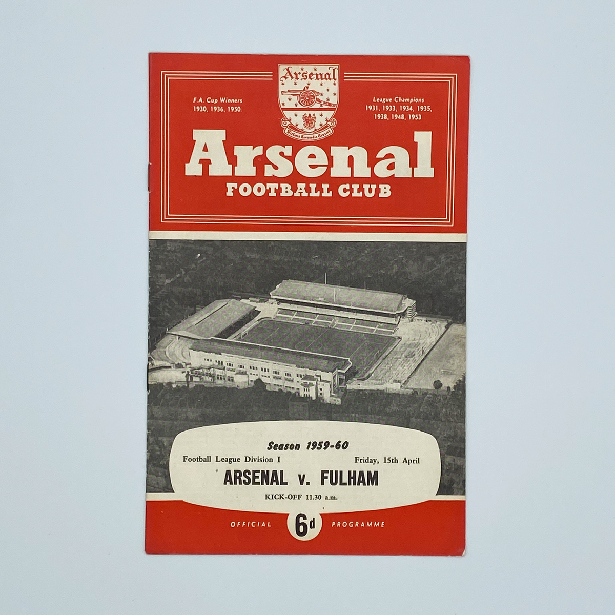 Arsenal vs Fulham Programme (15 April 1960)