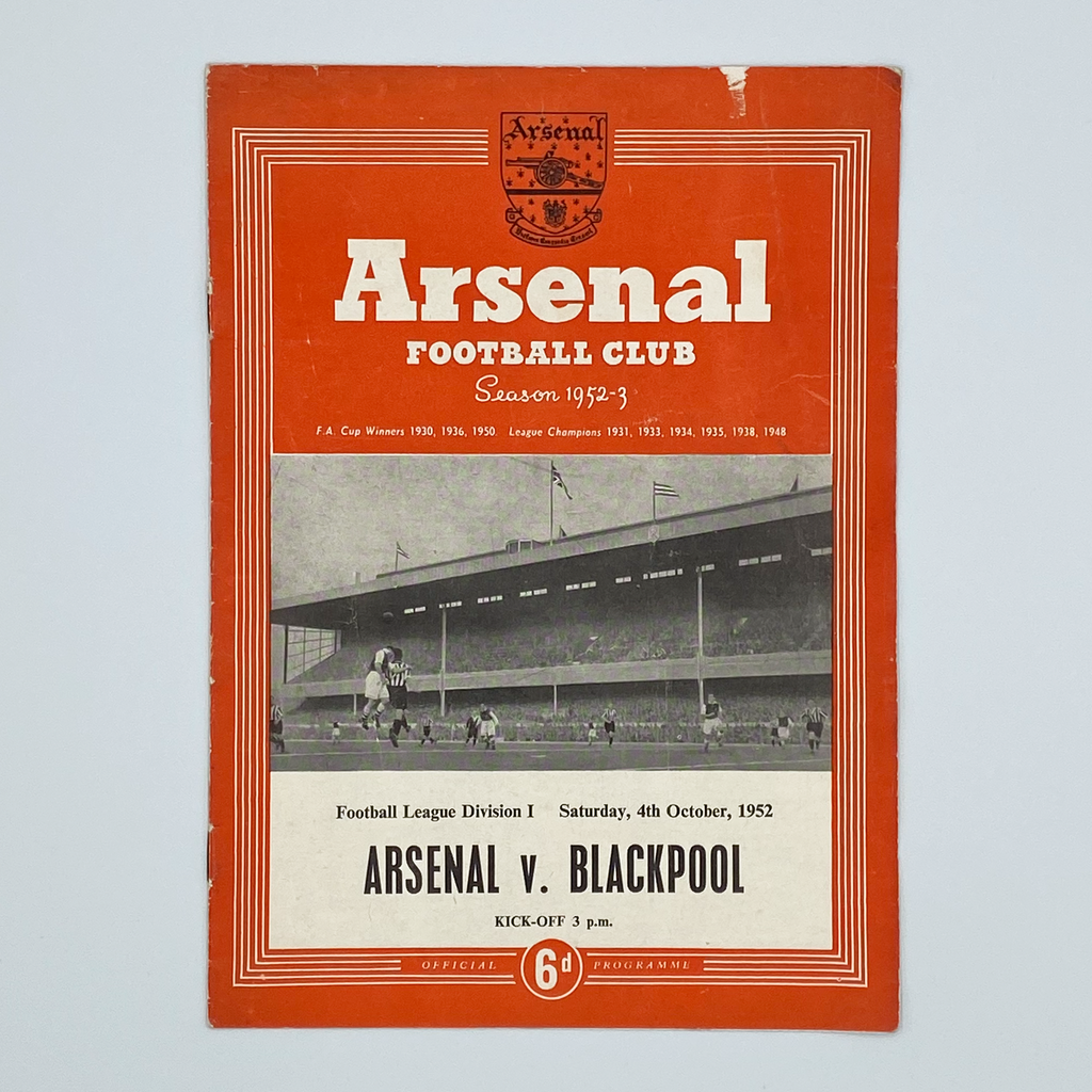 Arsenal vs Blackpool Programme (4 October 1952)