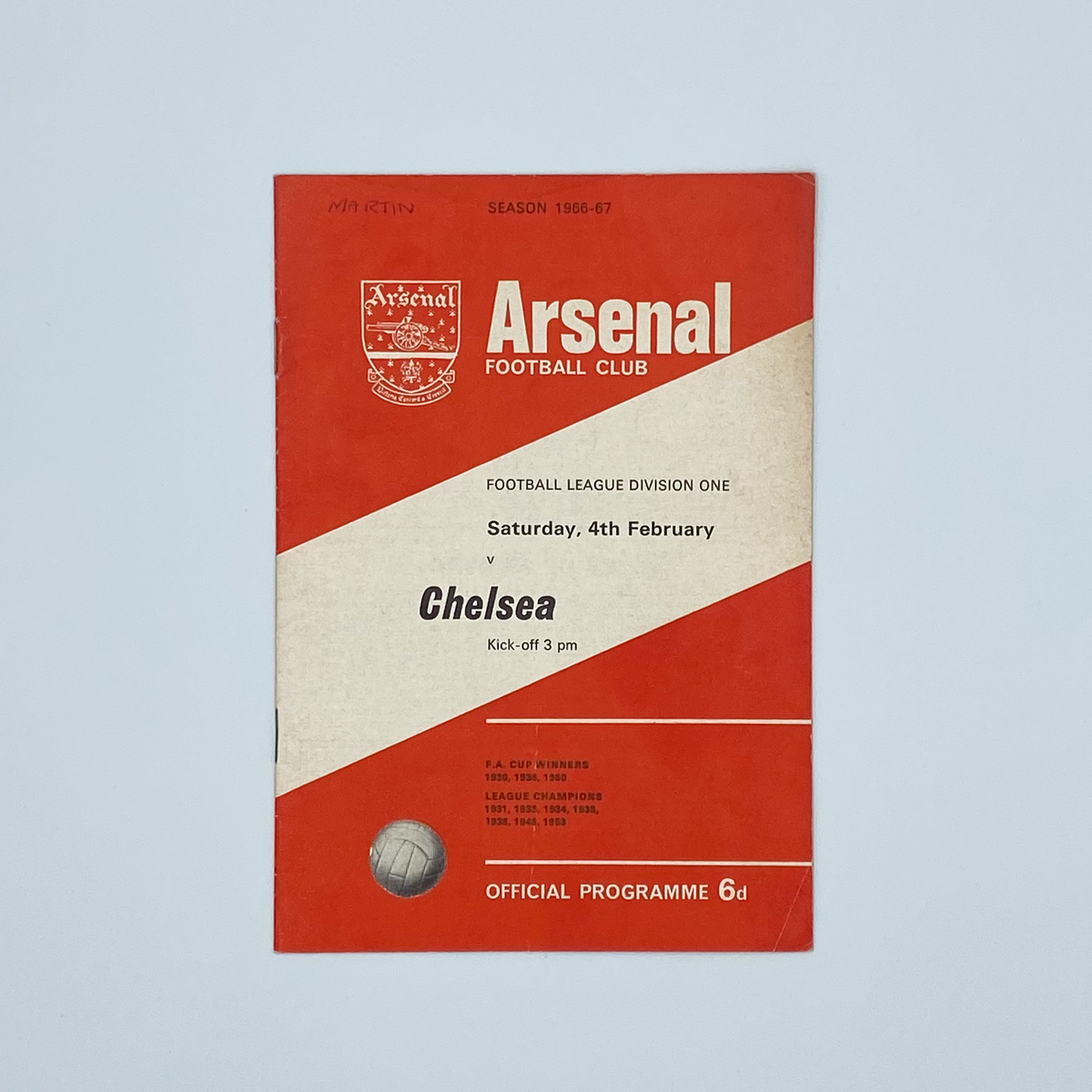 Arsenal vs Chelsea Programme (4 February 1967)