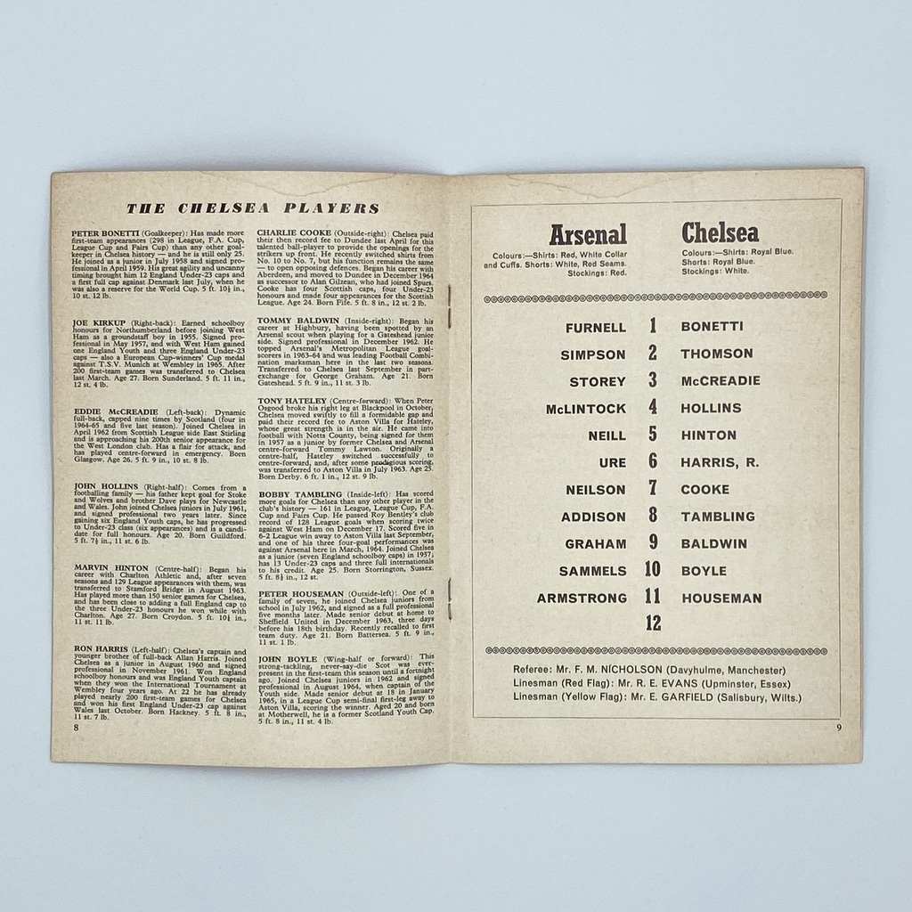 Arsenal vs Chelsea Programme (4 February 1967)