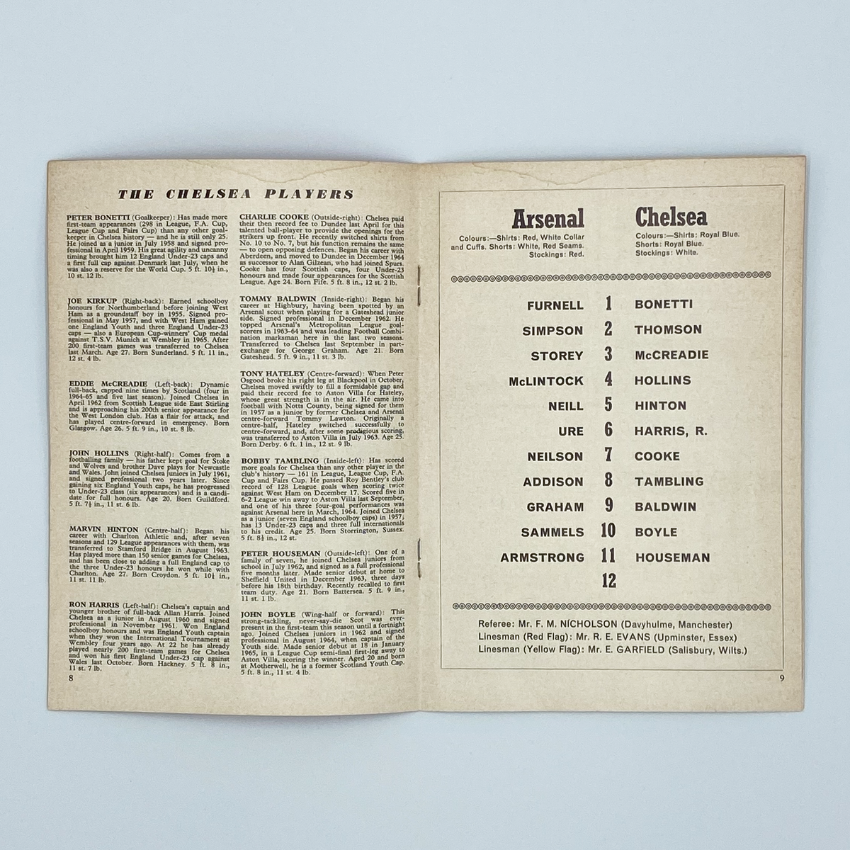 Arsenal vs Chelsea Programme (4 February 1967)