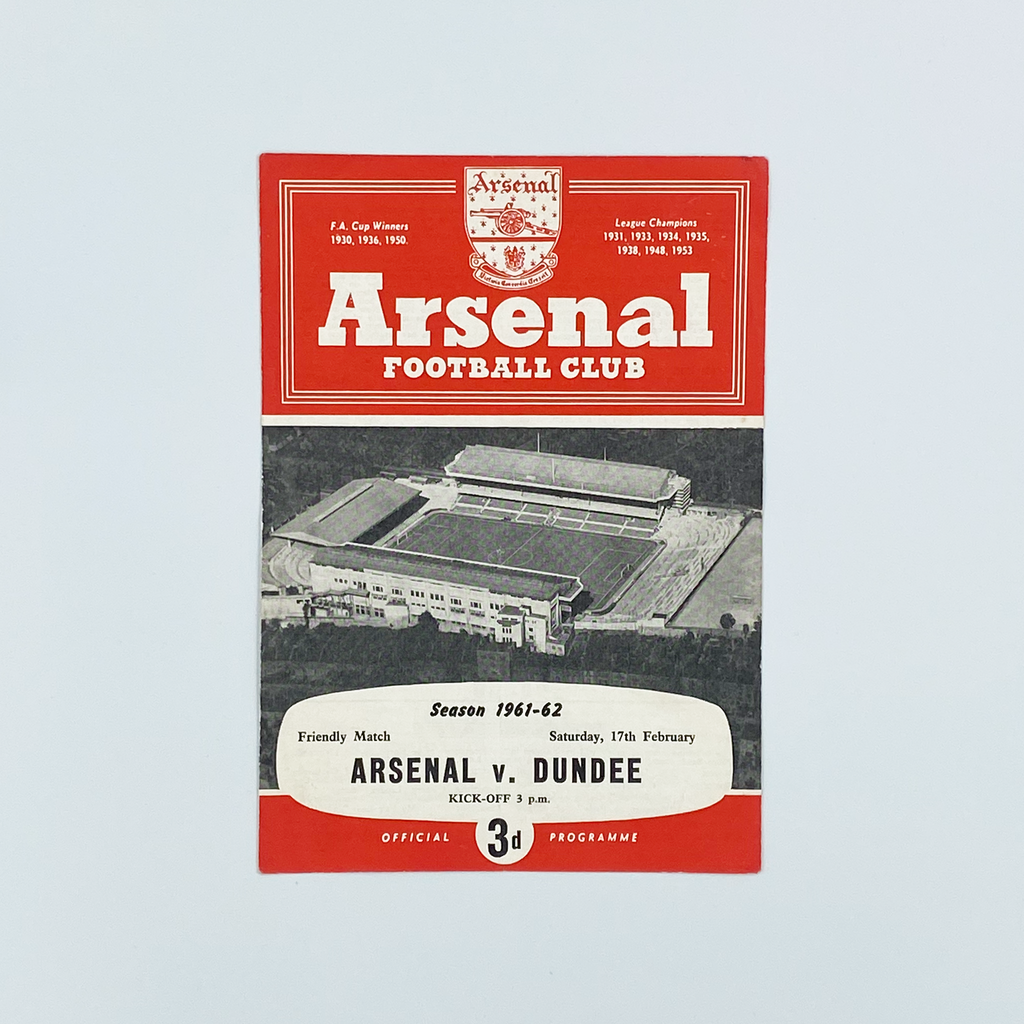Arsenal vs Dundee Programme (17 February 1962)