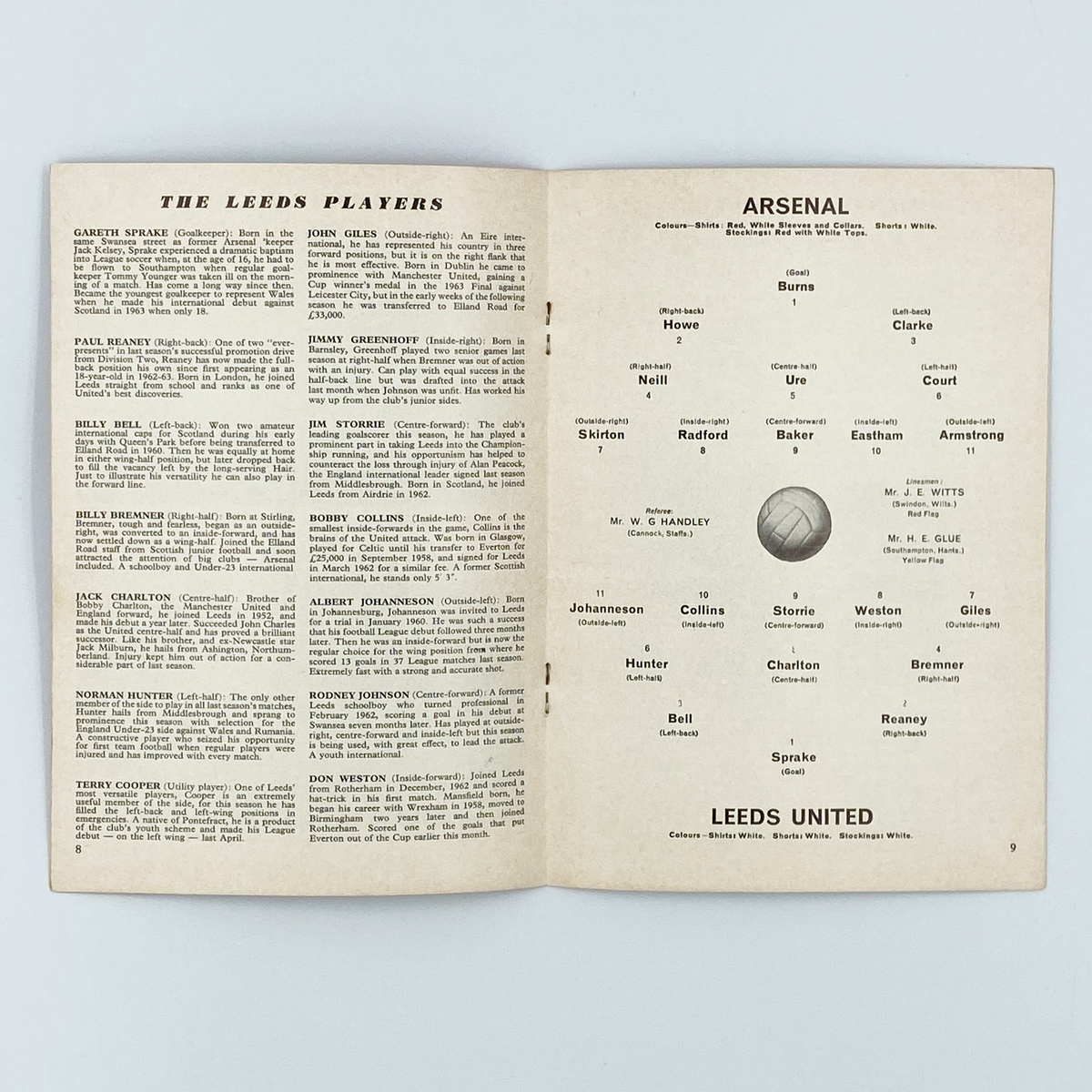 Arsenal vs Leeds United Programme (13 February 1965)