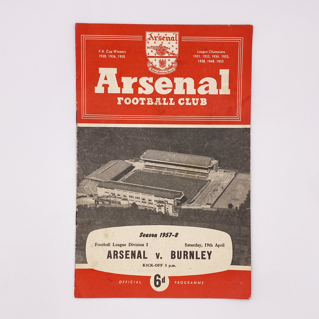 Arsenal vs Burnley Programme (19 April 1958)