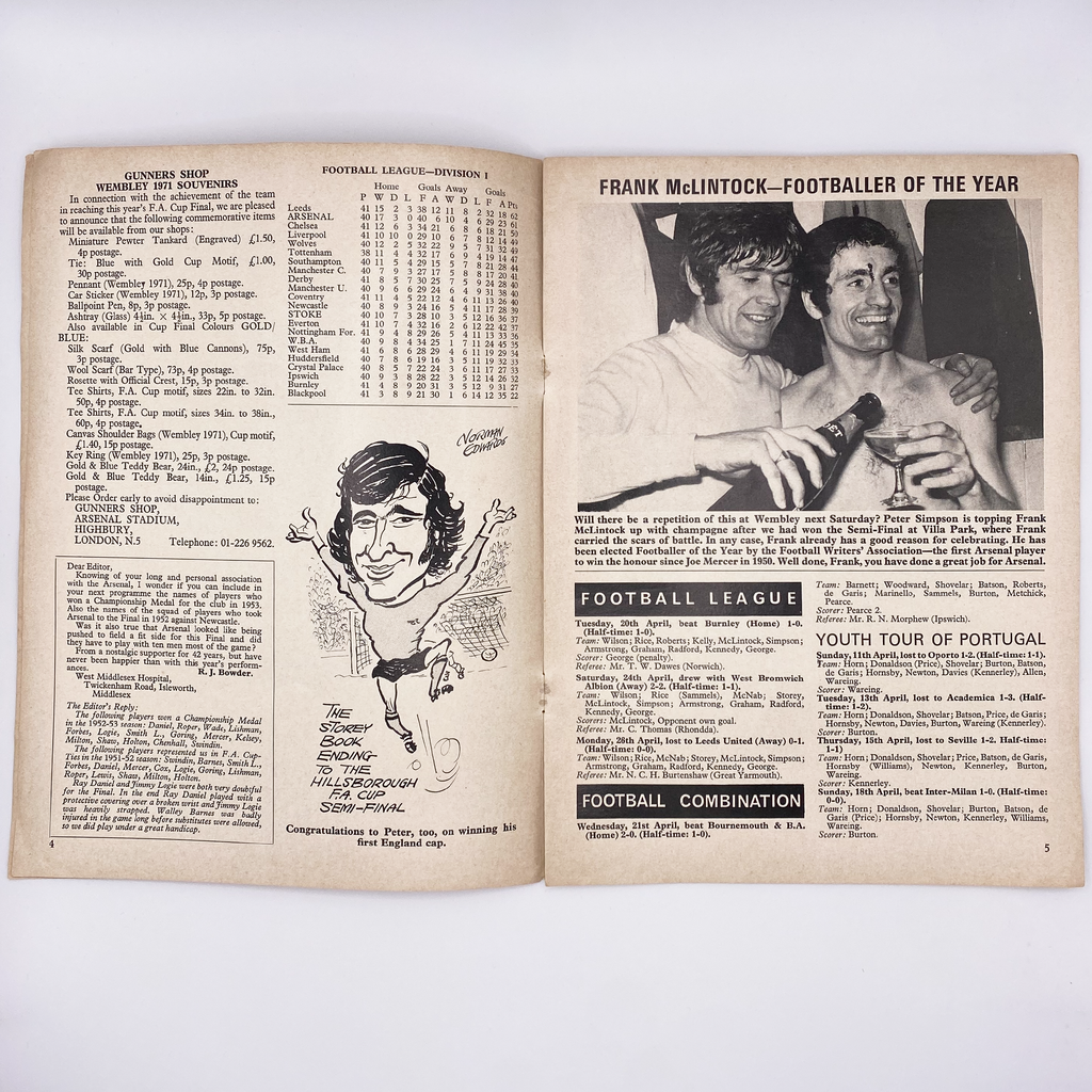 Arsenal vs Stoke City Programme (1 May 1971)