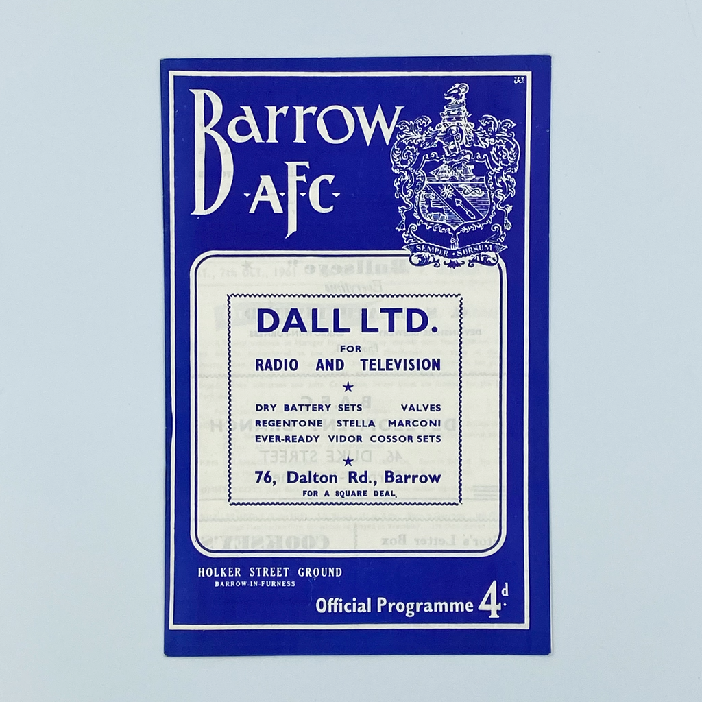 Barrow vs Oldham Athletic Programme (7 October 1961)