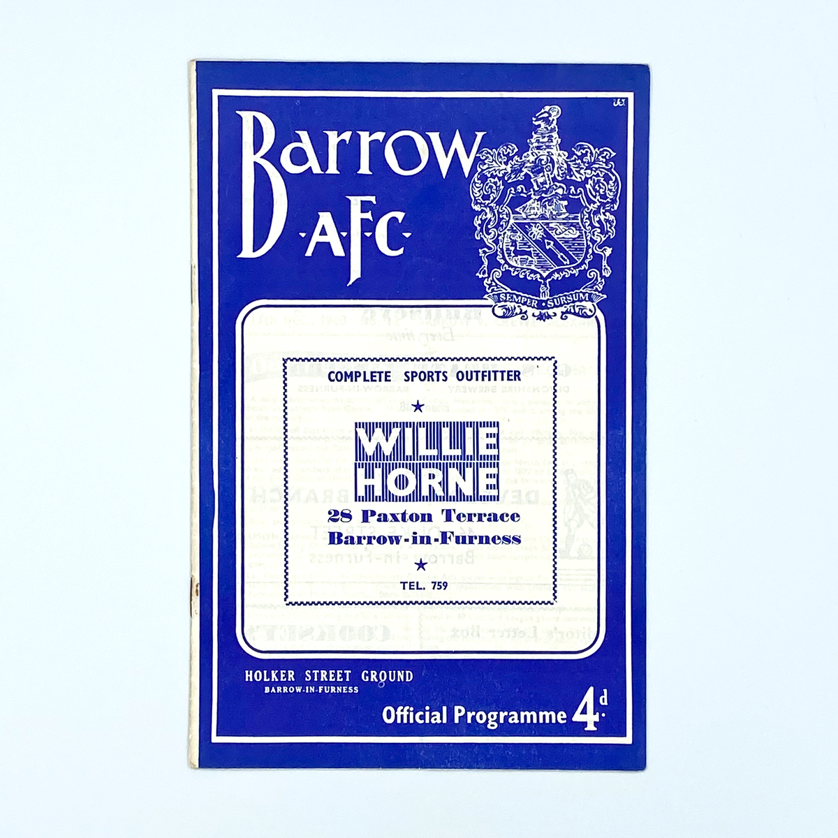 Barrow vs Crewe Alexandra Programme (17 December 1960)