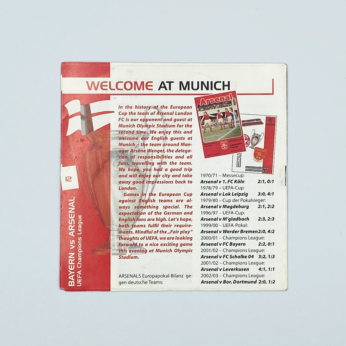 Bayern Munich vs Arsenal Programme (22 February 2005)