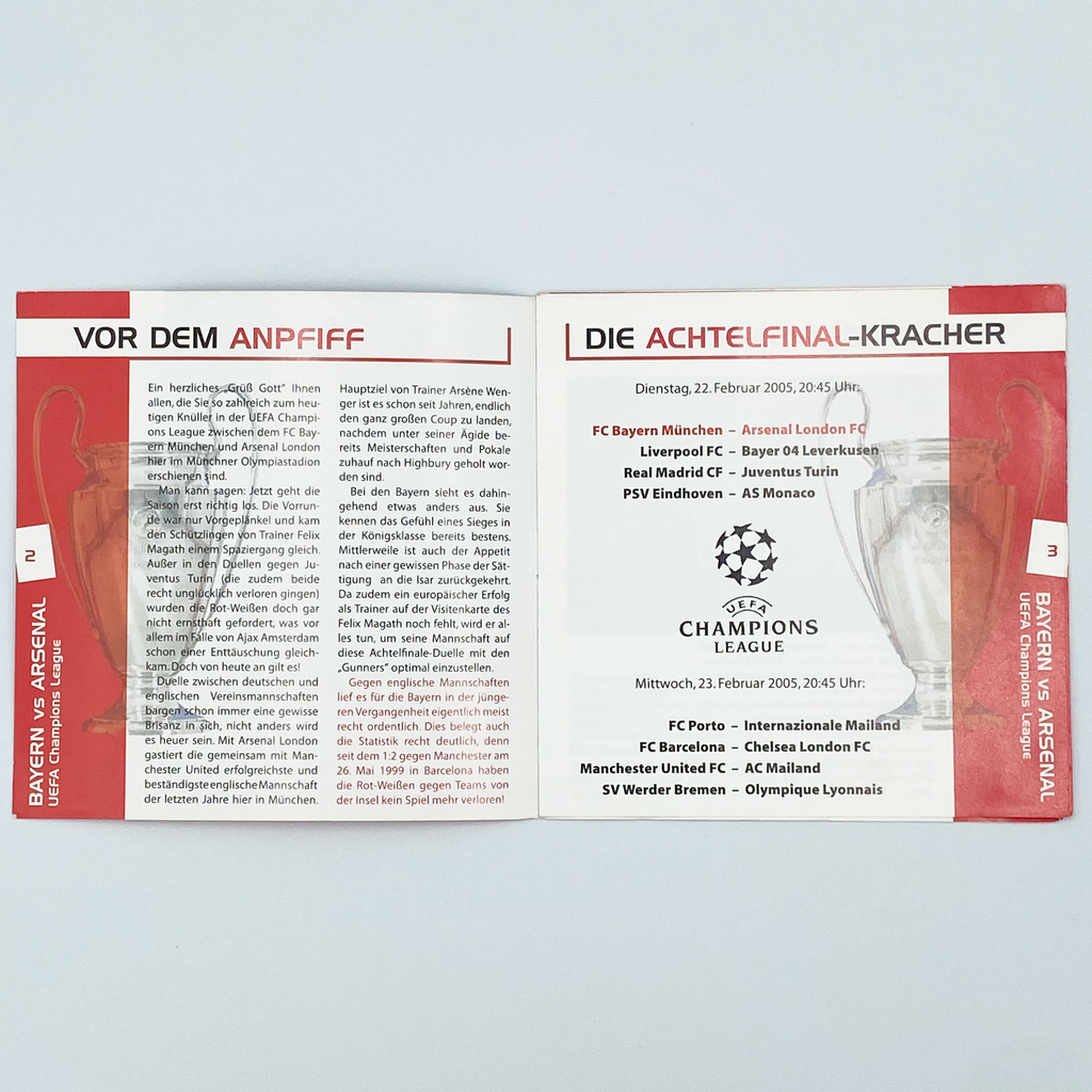 Bayern Munich vs Arsenal Programme (22 February 2005)