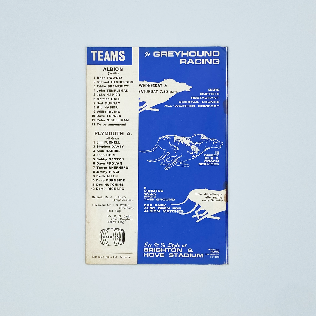 Brighton & Hove Albion vs Plymouth Argyle Programme (28 April 1971)