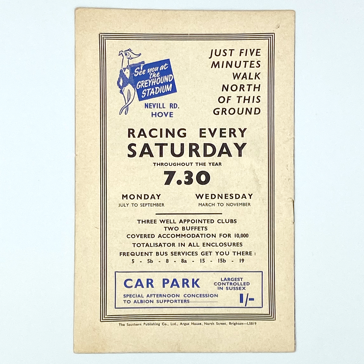 Brighton & Hove Albion vs Leyton Orient Programme (25 October 1958)