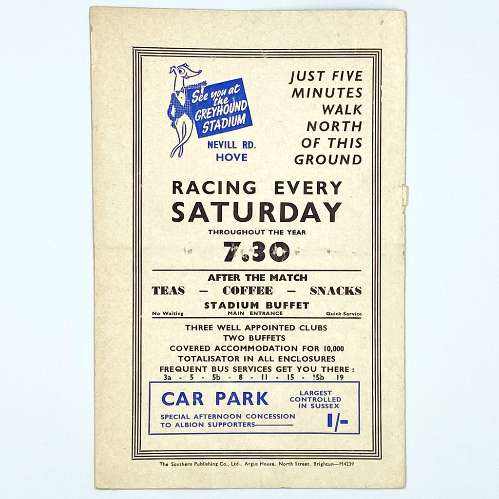 Brighton & Hove Albion vs Derby County Programme (17 December 1960)