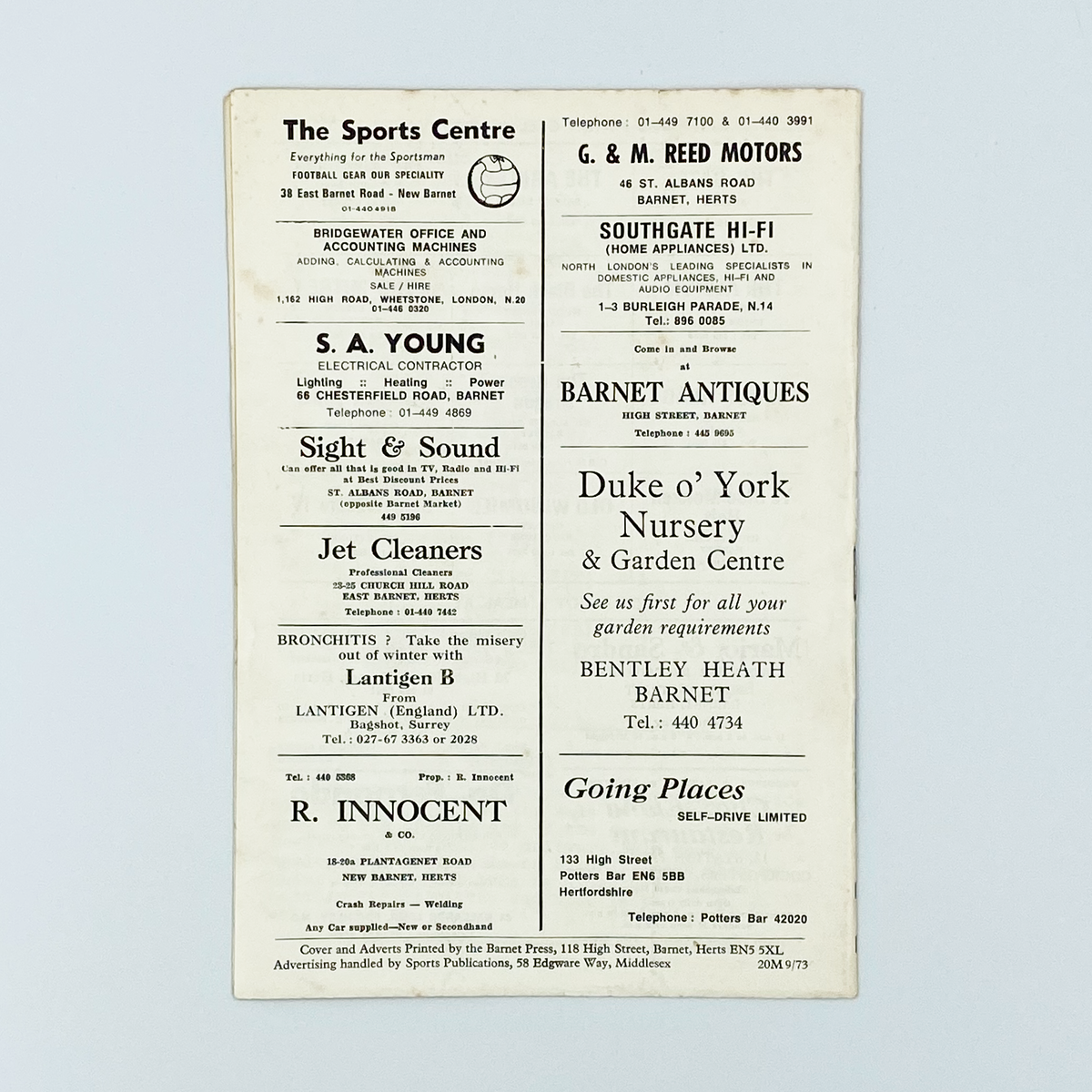 Barnet vs King's Lynn Town Programme (26 August 1974)