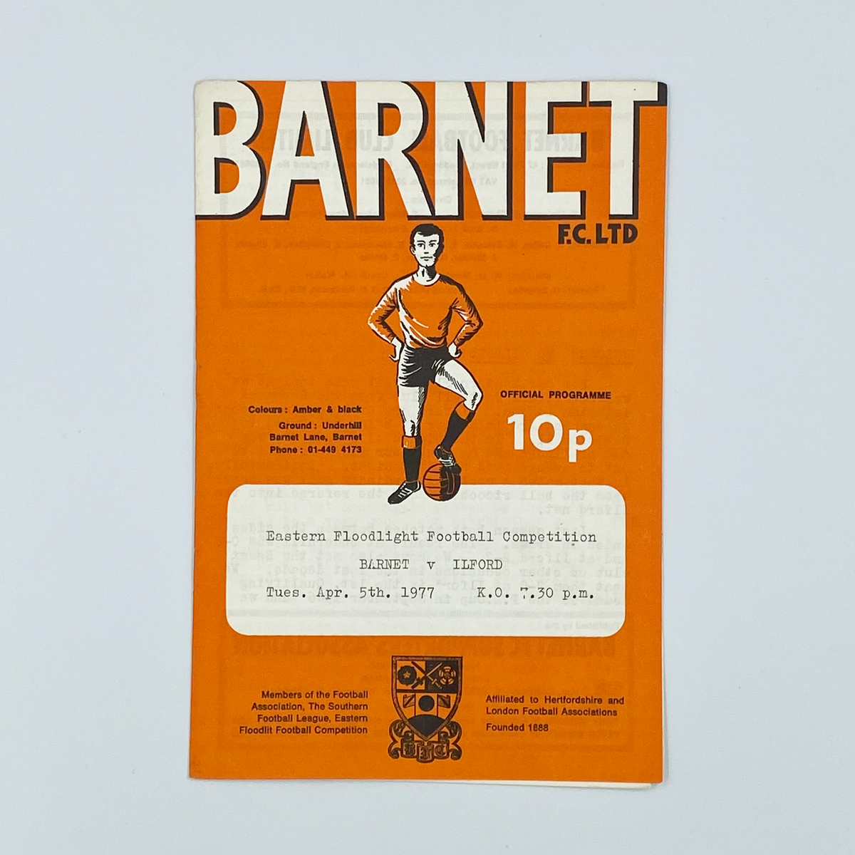Barnet vs Ilford Programme (5 April 1977)