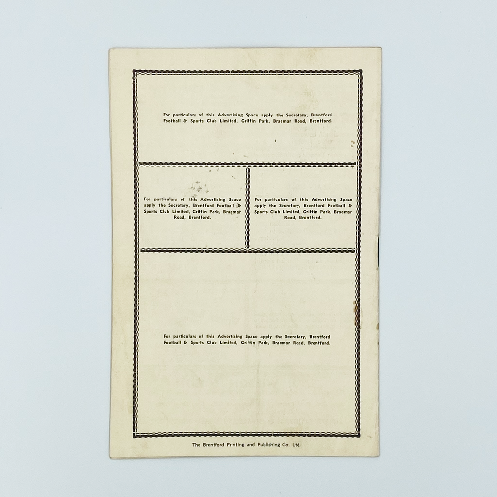 Brentford vs Queens Park Rangers Programme (30 August 1955)