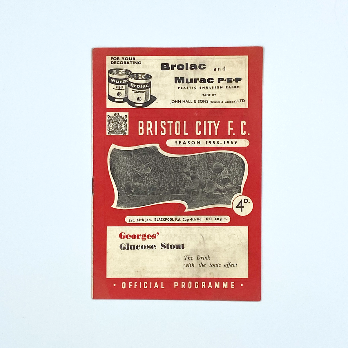 Bristol City vs Blackpool Programme (24 January 1959)