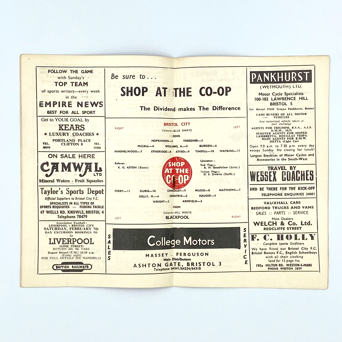 Bristol City vs Blackpool Programme (24 January 1959)