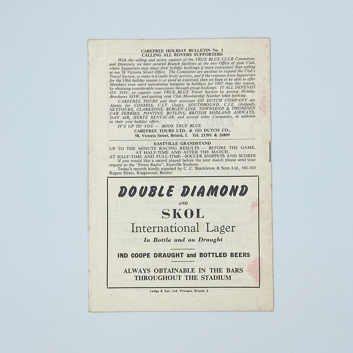 Bristol Rovers vs AFC Bournemouth Programme (27 December 1965)