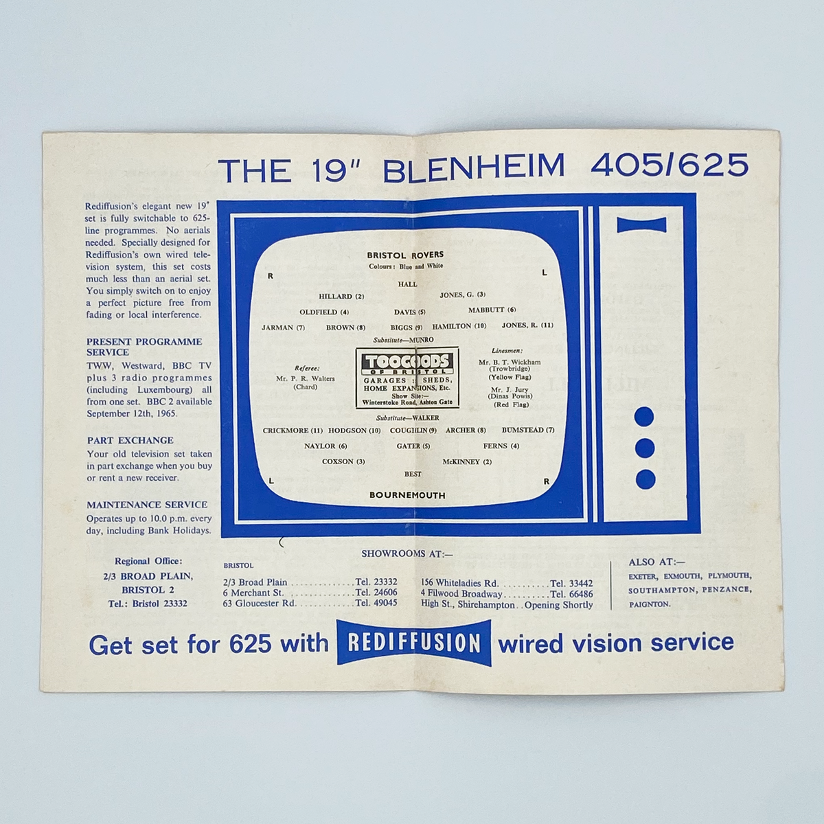 Bristol Rovers vs AFC Bournemouth Programme (27 December 1965)