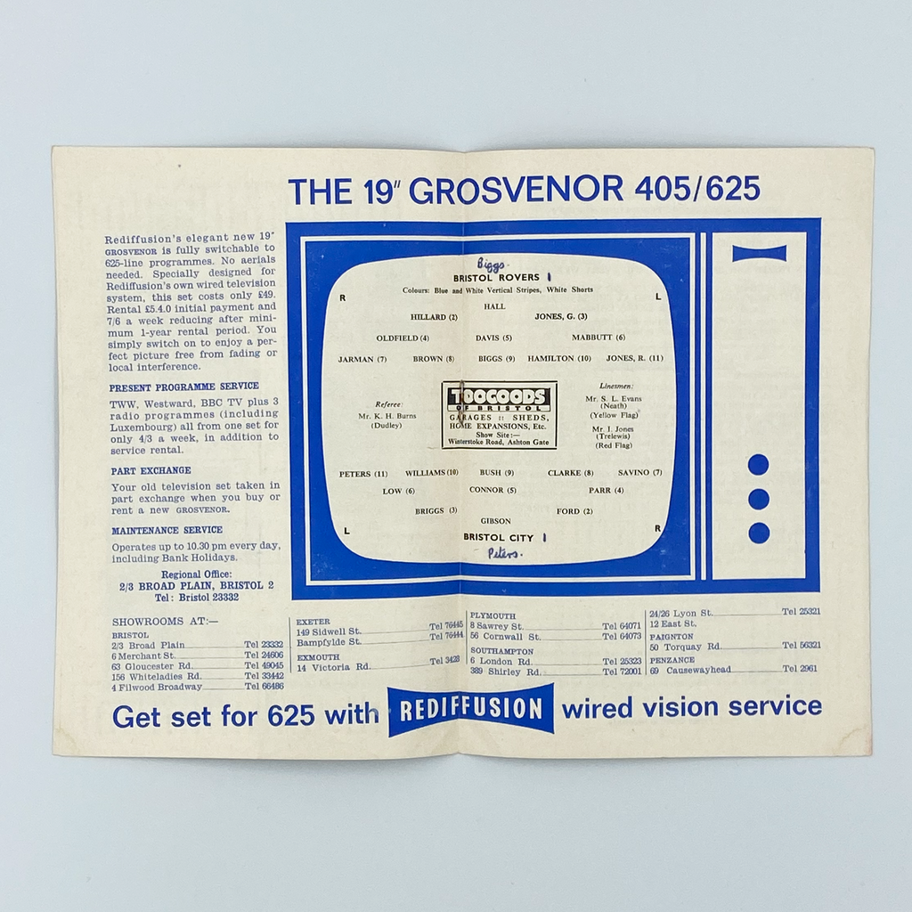 Bristol Rovers vs Bristol City Programme (3 October 1964)
