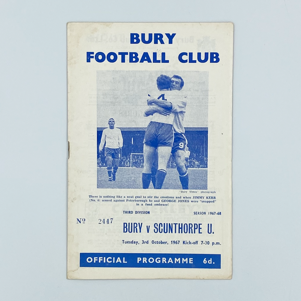 Bury vs Scunthorpe United Programme (3 October 1967)