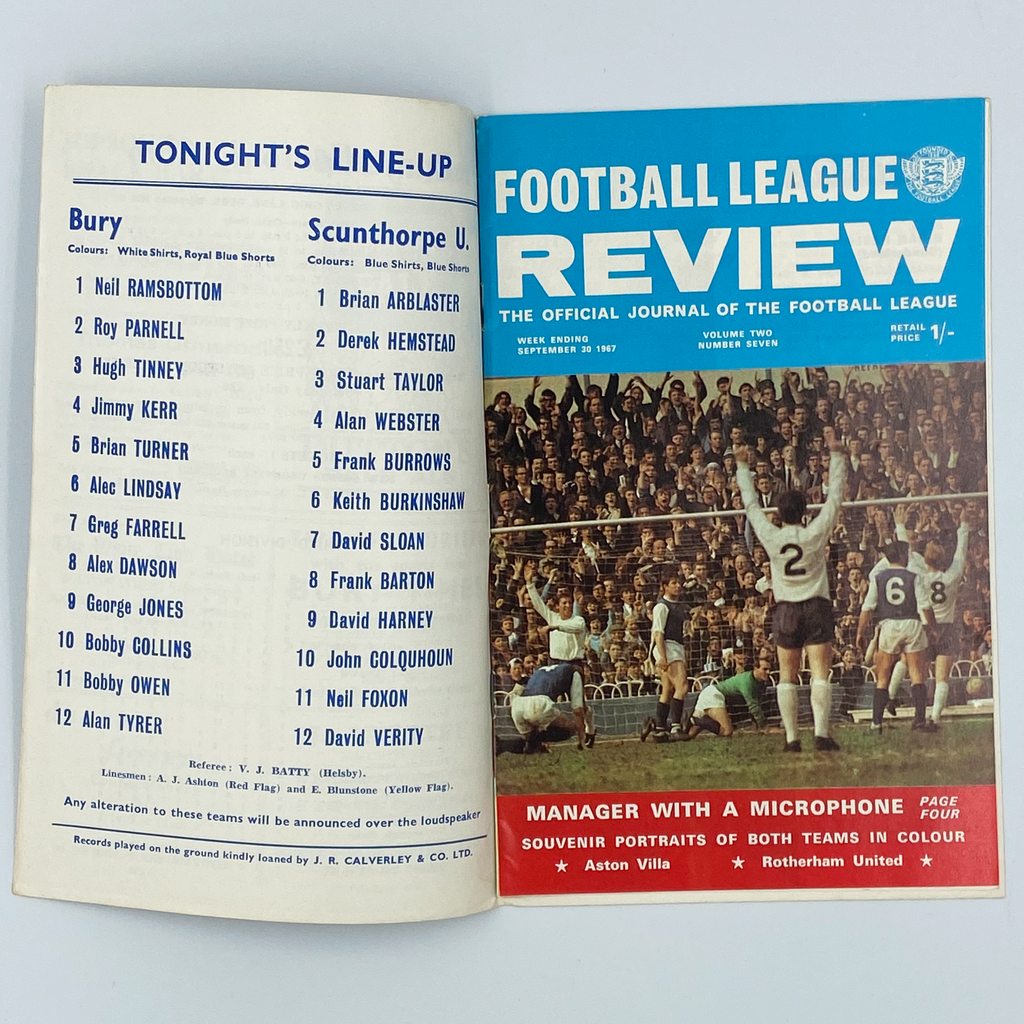 Bury vs Scunthorpe United Programme (3 October 1967)