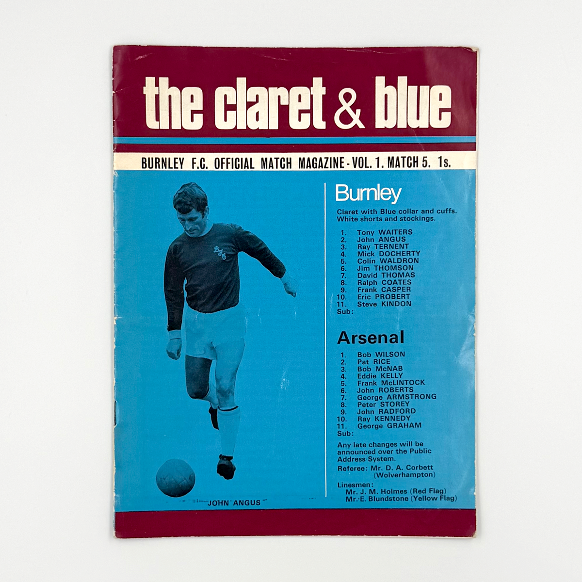Burnley vs Arsenal Programme (12 September 1970)