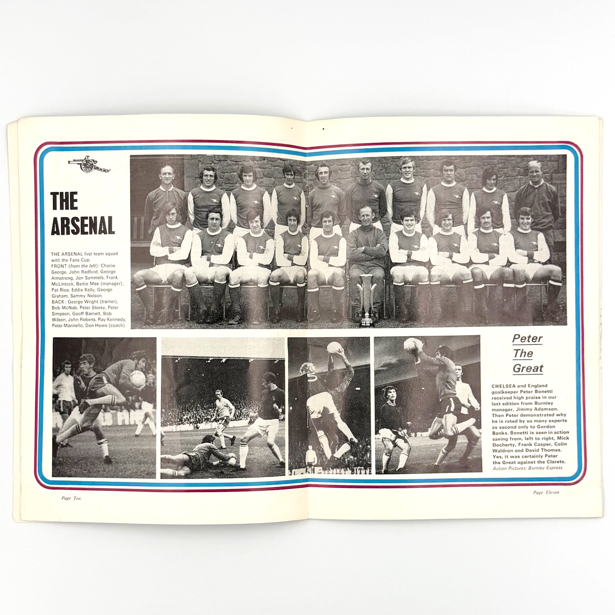 Burnley vs Arsenal Programme (12 September 1970)