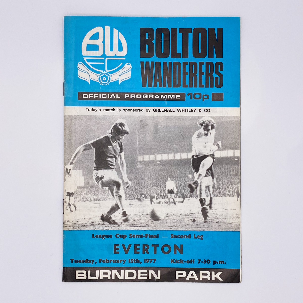 Bolton Wanderers vs Everton Programme (15 February 1977)